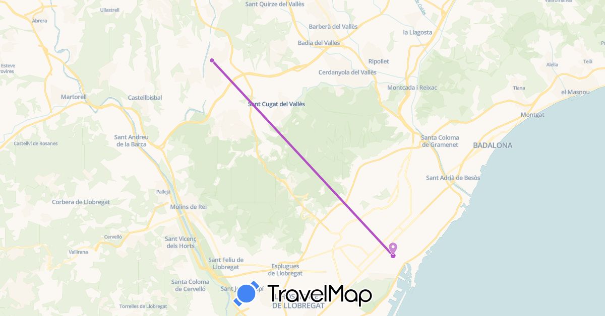 TravelMap itinerary: driving, plane, train in Spain, Italy (Europe)